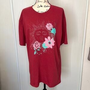 Modern Lux Oversized Sun & Flower Crewneck T-shirt size L/XL